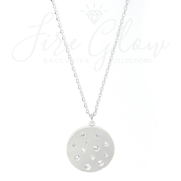 Silver Studded Disc Pendant Necklace - Picture 2 of 8